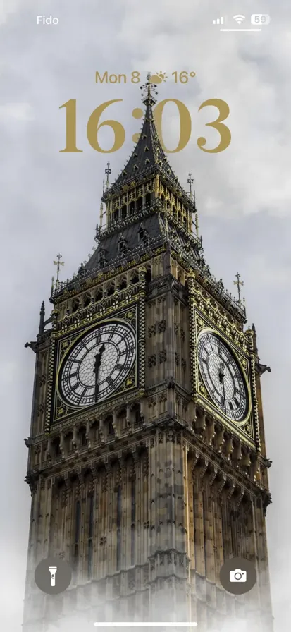 Stunning close-up of iconic Big Ben clock tower in London. Intricate architecture and famous clock face against blue sky. - depth effect wallpaper