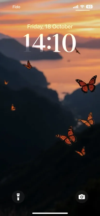 A stunning sunset landscape with vibrant butterflies. - depth effect wallpaper