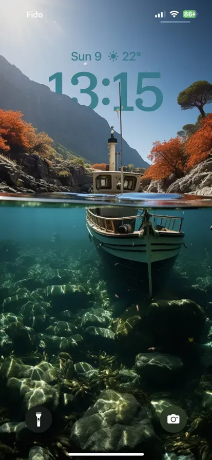 Sunken Ship: Half-Submerged Beauty in Crystal Clear Waters on a Sunny Day.