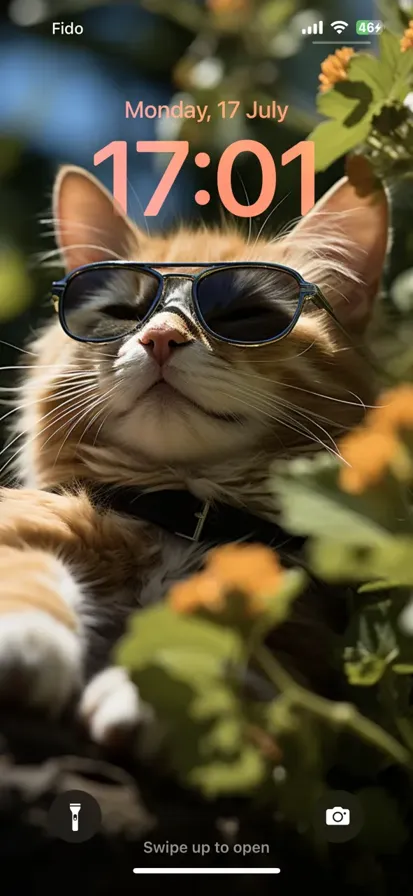 A cute cat wearing sunglasses.