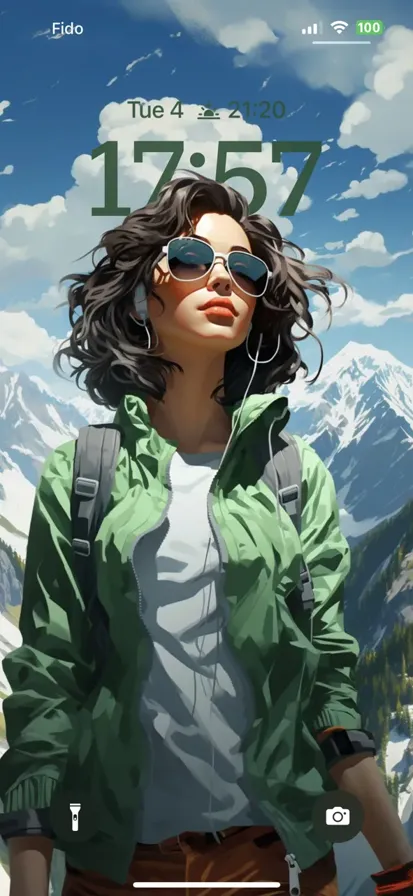 A woman wearing a bright sweater and black pants climbing a mountain.