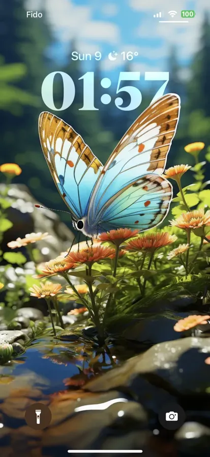 Illustration of a blue butterfly in flight.
