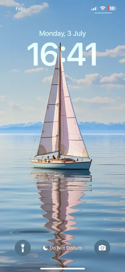 Full image featuring a lone sailboat sailing gracefully - depth effect wallpaper