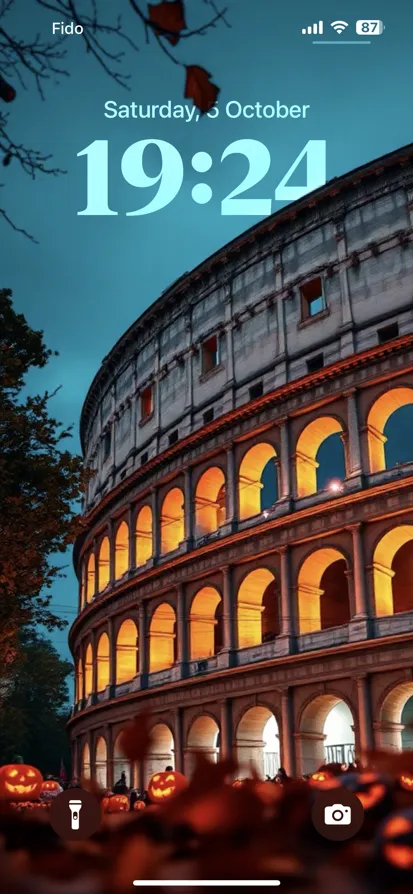 Ancient Coliseum with Glowing Pumpkins