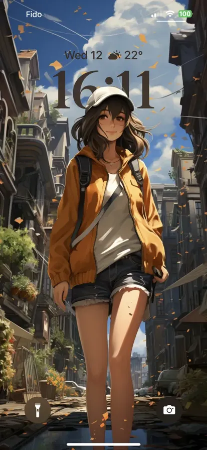 A woman with an anime-like appearance strolling along a playing field.
