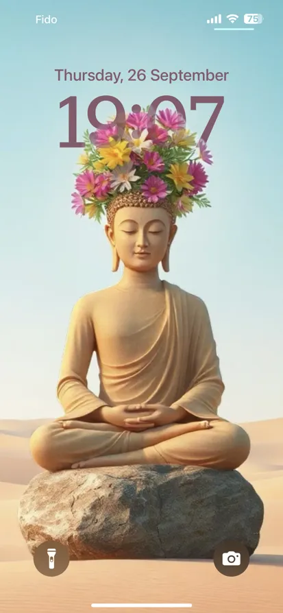 Serene Buddha Statue in Desert Landscape