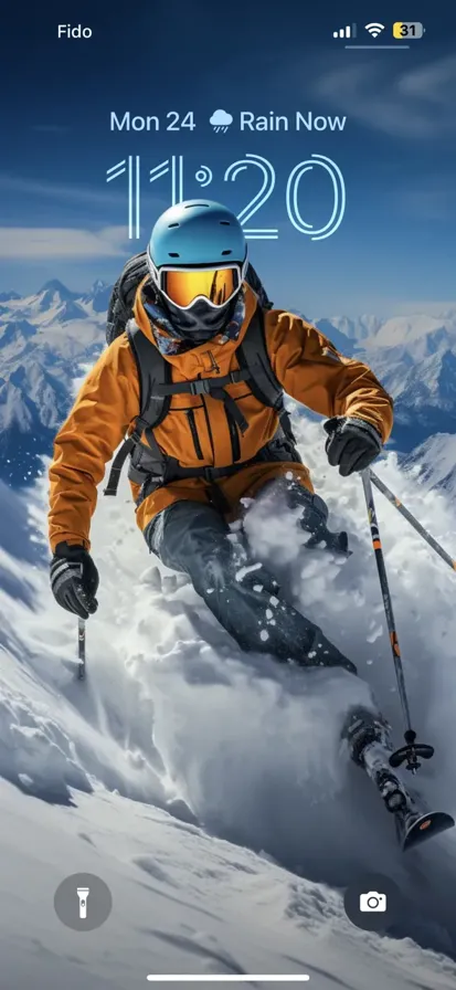 A person snowboarding in a mountain full of snow.