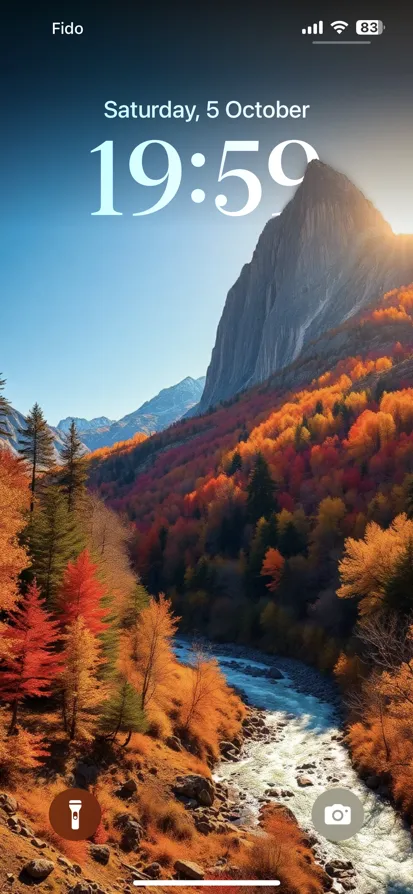 Stunning fall landscape featuring a rugged mountain and vibrant foliage. - depth effect wallpaper