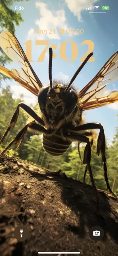 A big angry bee in the forest.