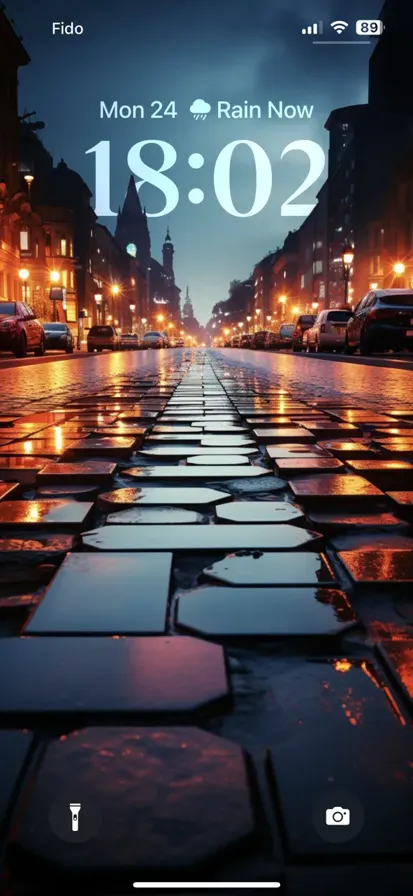 Parallax scene of a hexagon in the middle of the street