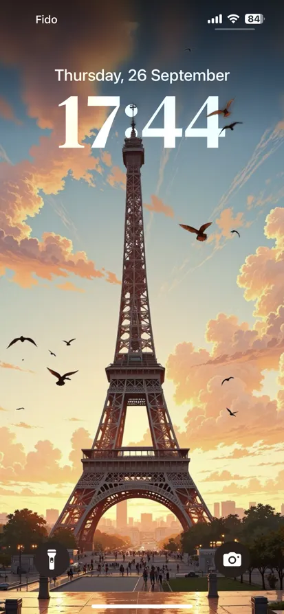 The Eiffel Tower against a vibrant sunset sky in Paris. - depth effect wallpaper