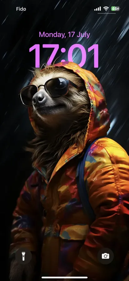 A cute sloth wearing sunglass and a colourful jacket