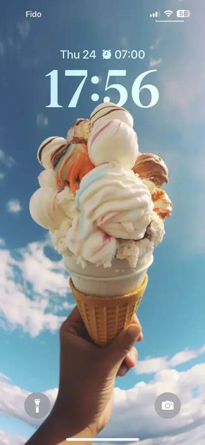 Dreamy ice cream clouds harmonize with fluffy clouds in vibrant colors, capturing a seamless aquatic transition. - depth effect wallpaper