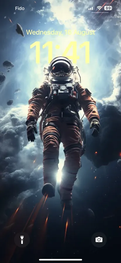 A lone astronaut floating in space