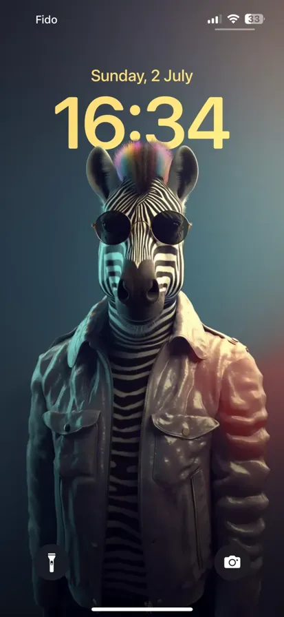 A zebra wearing sunglasses and a colorful jacket on a brown background. - depth effect wallpaper