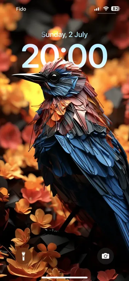 A black origami bird taking flight - depth effect wallpaper