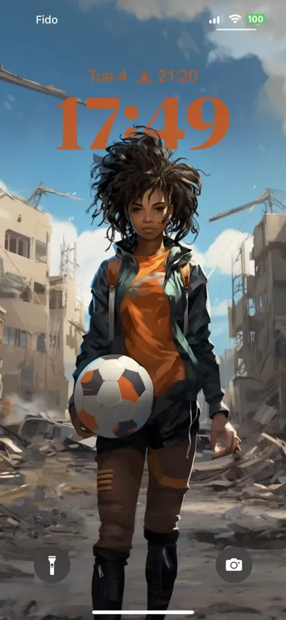 A female soccer player holding a soccer ball. - depth effect wallpaper