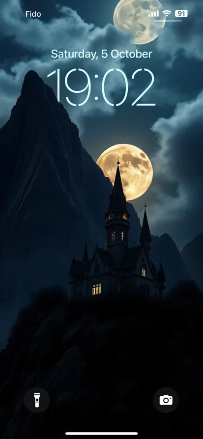 Mystical Nighttime Castle with Moons