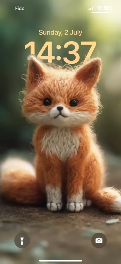 Adorable 3D felt fox cat made of vibrant fibers, with a cute rend appearance. Perfect for animal lovers.