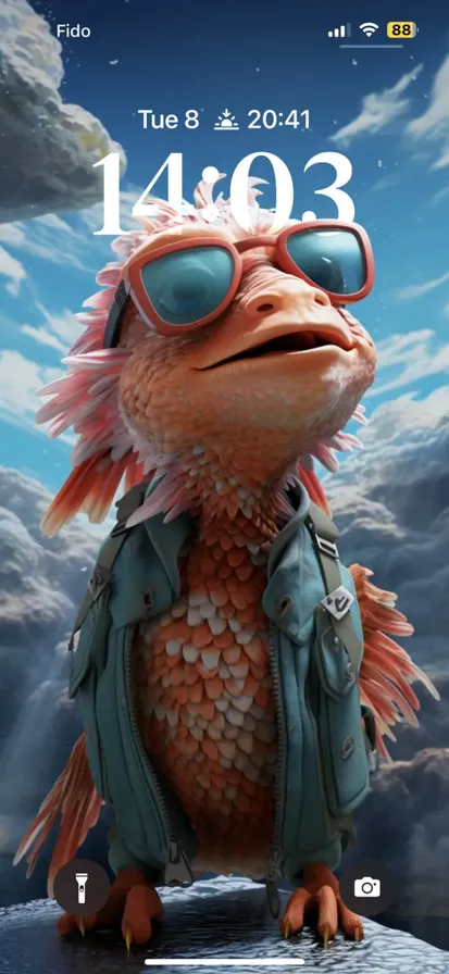 Cartoon of random fish wearing a woolly hat and sunglasses - depth effect wallpaper