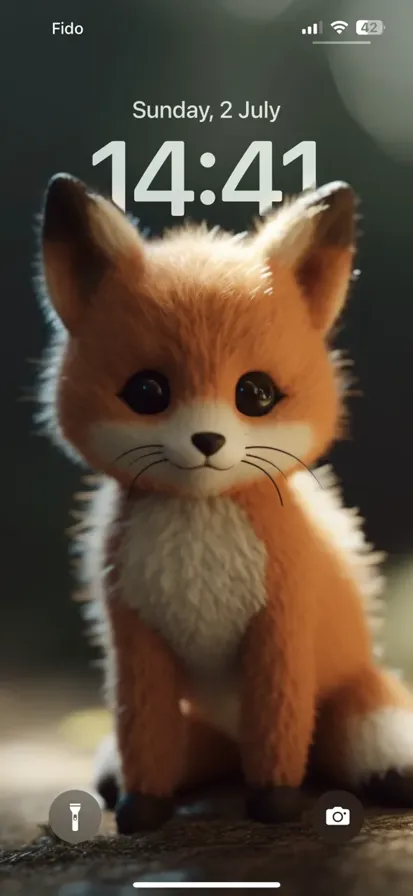 A tiny cute 3D felt fox cat made from felt fibers, with a 3D render effect